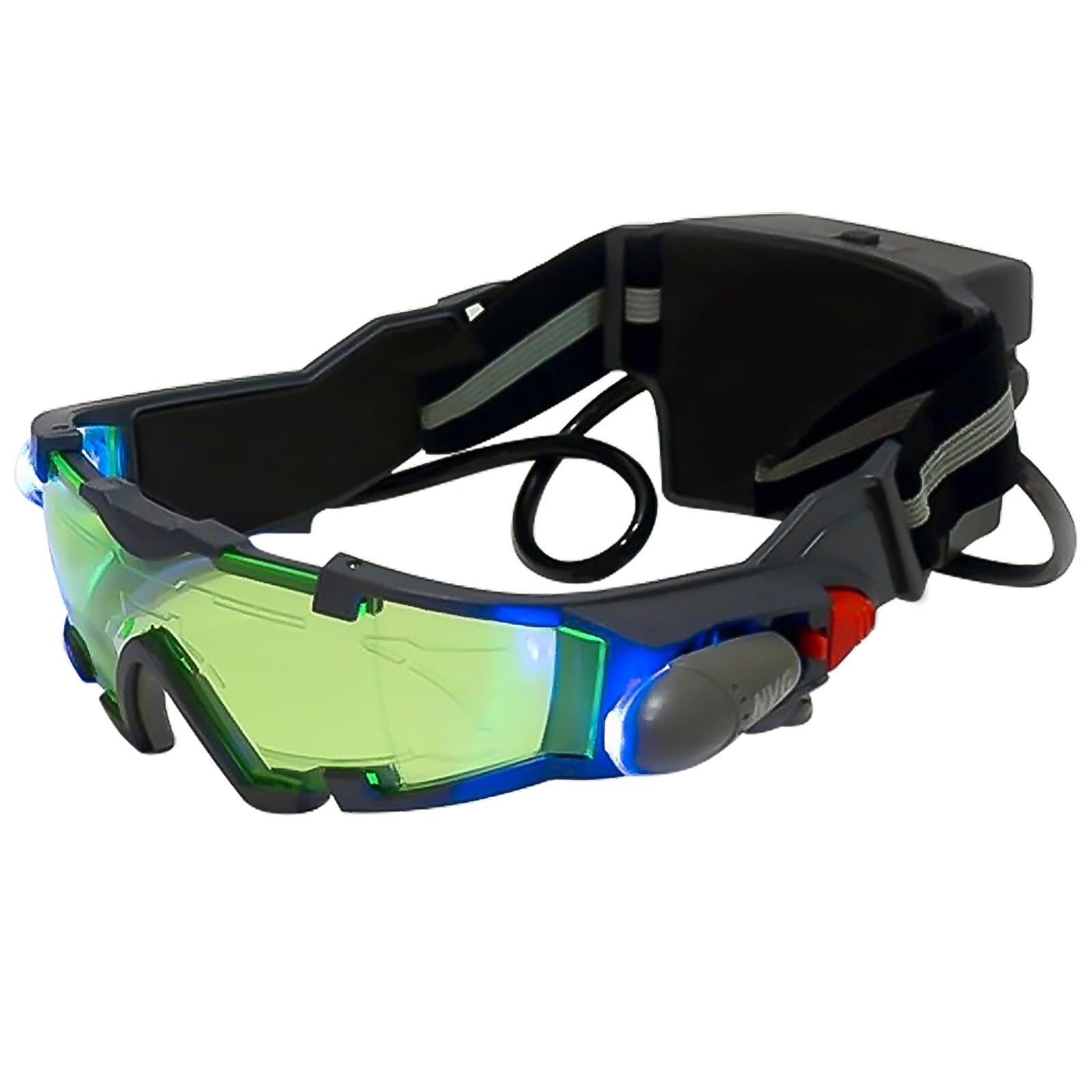 Spy Night Vision Goggles for Kids, Adjustable Spy Gear Night Mission Goggles with Flip-Out Lights Green Lens as Childrens Gift for Racing Bicycling Skiing to Protect Eyes