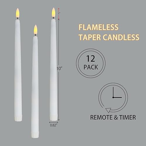 Miniatura 2 de duduta Velas cónicas rojas sin llama con temporizador remoto, velas LED parpadeantes que funcionan con pilas, juego de 12