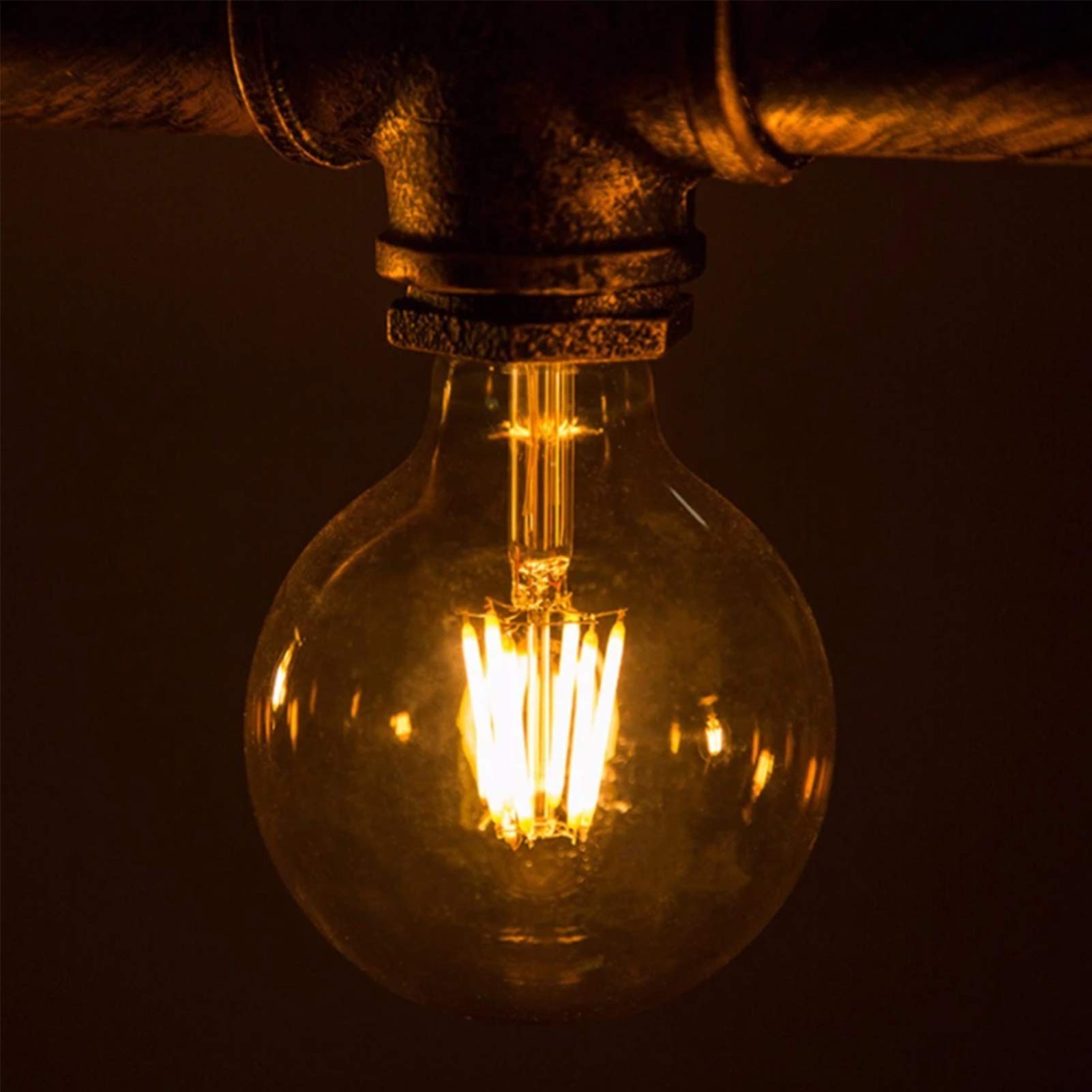 Bombilla LED Edison Esférica 4W G125 Bombilla Filamento Retro, Base, Vidrio Dorado Ahumado Cálido 2300K, Muy Adecuada Iluminación Decorativa Antigua Y Nostálgica, Paquete 10