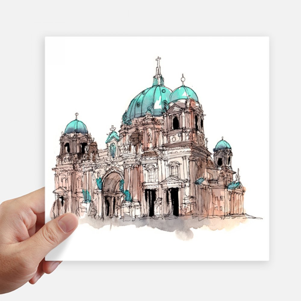 Pegatinas cuadradas de la Catedral de Berlín para pared y maletas de 20cm x 20cm