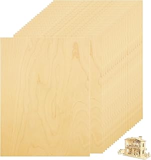 6Pcs Baltic Birch Plywood Sheets 12 x 16 x 1/4 Inch-6 mm Unfinished Plywood for Arts and Crafts, Painting, Pyrography, Wood Engraving, Wood Burning, Laser, Architectu0ral Models