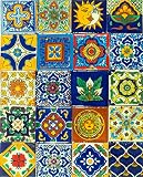 Mexican Talavera Tile Spanish Mediterranean Art Colorful 2"x2" Ceramic Hand Painted Mosaic for Bathr