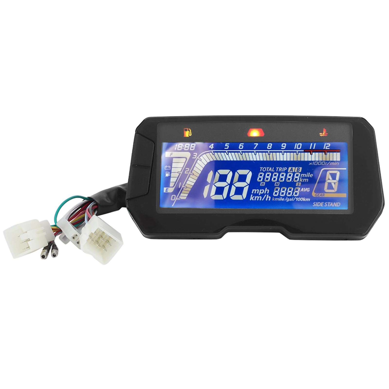 AMONIDA Motocyklowa Deska Rozdzielcza z Ekranem LCD, Styl 6 Biegów