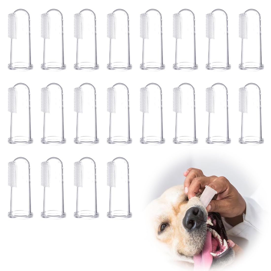 OUDQFCJ 20 Piezas Cepillo de Dientes de Silicón Suave para Perros y Gatos, Herramienta de Limpieza para Mascotas, Cepillo Dientes Perro Pequeño, Gato, Cuidado Dental de Animales Domésticos