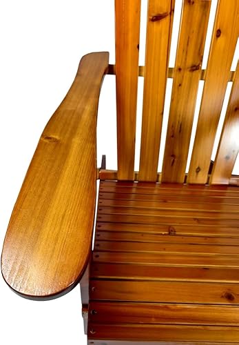 Miniatura 8 de Foldable Wooden Adirondack Chair for Outdoor and Indoor Use, Comfortable Lounge Design with Wide Seat and Armrests, Oak Finish (Oak + Wood)