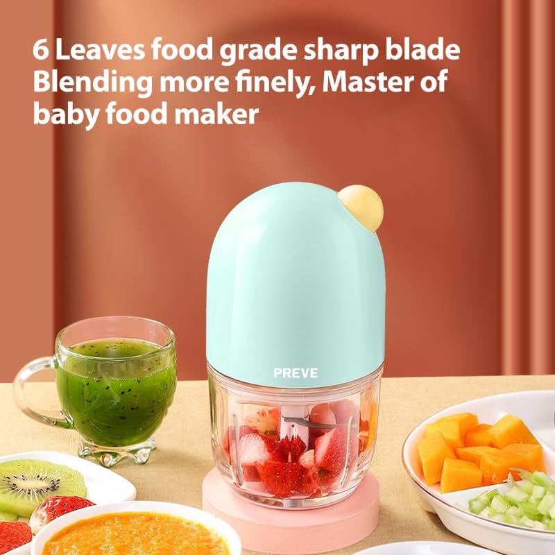 Baby Food Maker, Baby Food Processor for Fruit, Vegatable, Meat, Small Food Chopper Puree Blender with 300ml Glass Bowl, Baby Essentials