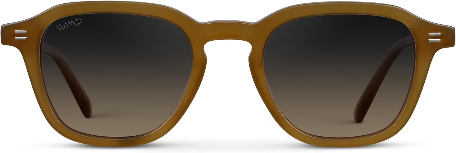 WMP Eyewear - Men's Polarized Retro Sunglasses - Classic Geometric Square Style, Acetate Frame, Keyhole Bridge - Image 2