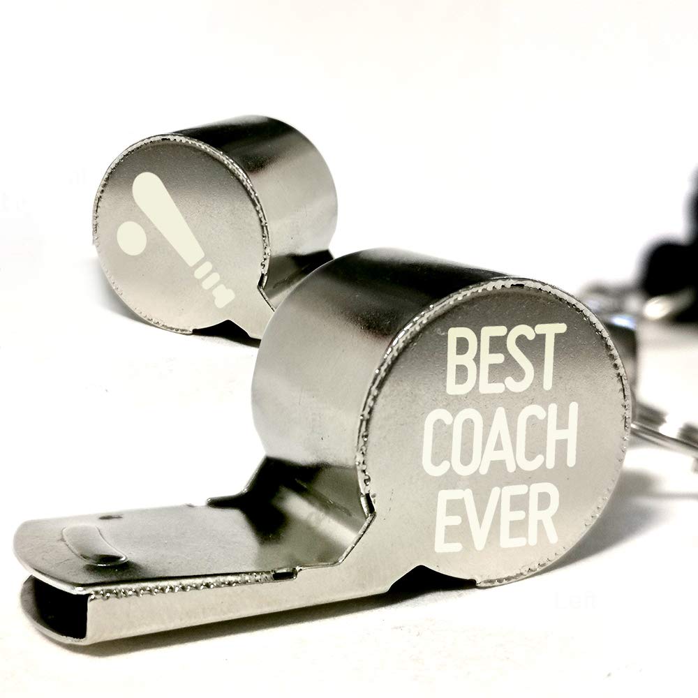 Blue Leaves Best Coach Ever-Baseball Coach Gifts,for Men Women Personalized Carved Gift for Coach,with Gift Box,Stainless Steel Whistle with Lanyard-Ideal for Coaches, Referees