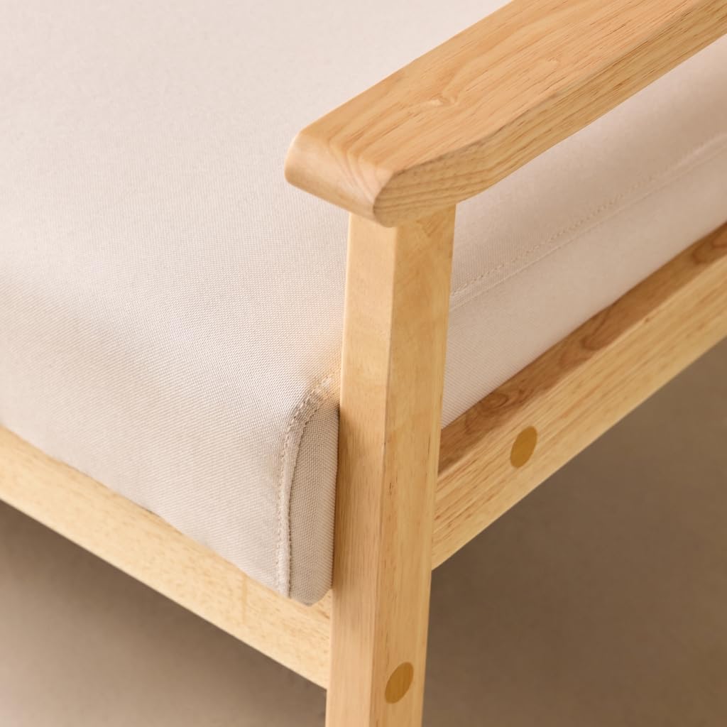 Alice's Garden Divano in tessuto con gambe in legno di gomma, 2 posti Beige - 114x69.5x73 cm