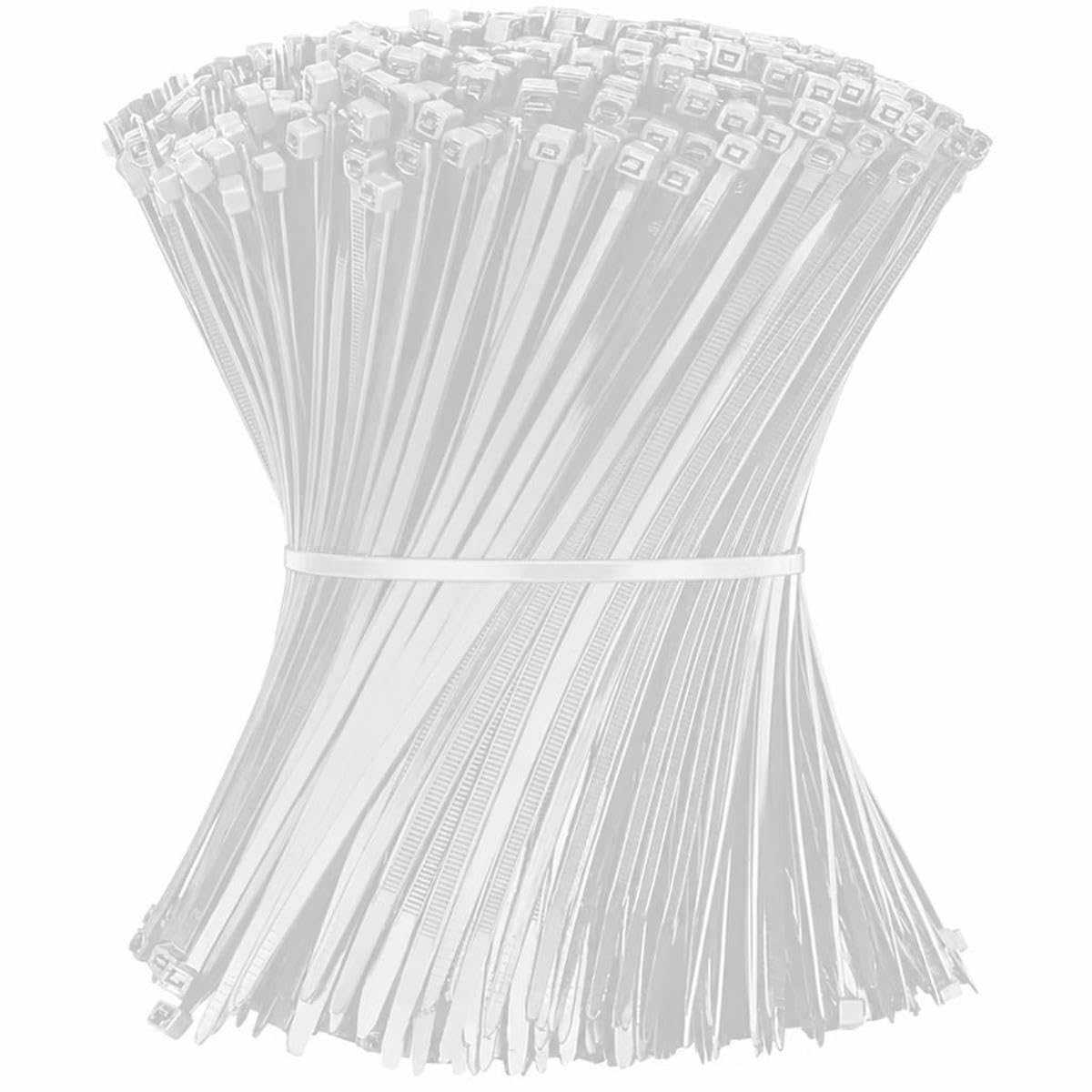 Bsguz 3X150mm White 100/200/300/500/1000Pcs Self-Locking White Black Nylon Cable Zip Ties Fastening Ring Nylon Clamp Strap With Lock-300Pcs