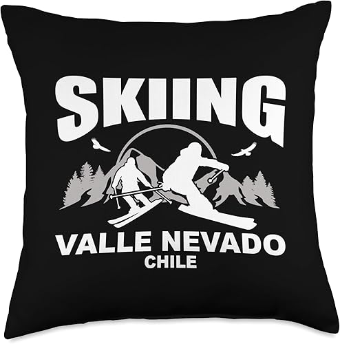 Skiing Valle Nevado by Vertical Blue Designs Freeride Skiing Valle Nevado Chile Throw Pillow, 18x18, Multicolor
