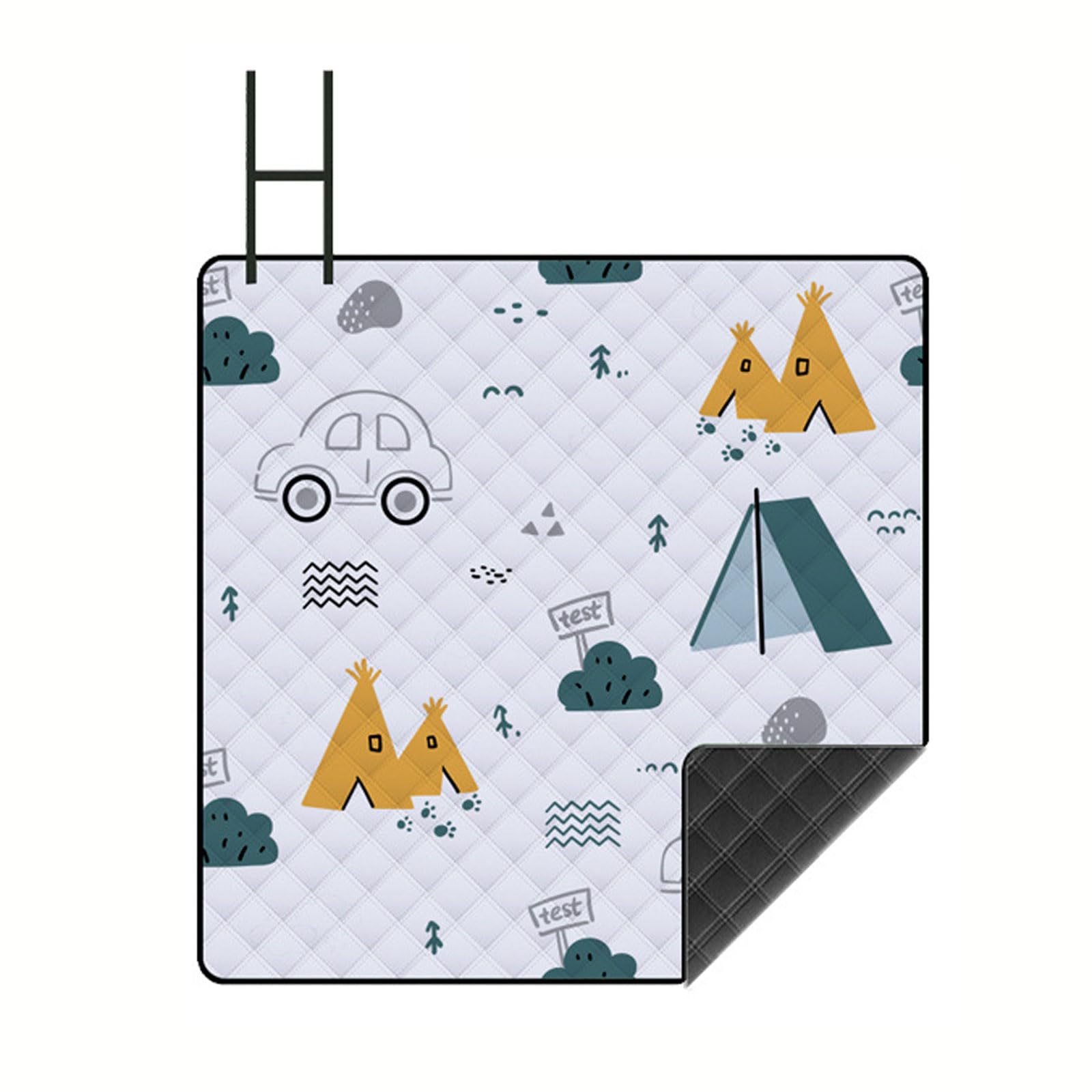 Tapis de pique-nique familial pour enfants 200*200cm Imperméable Couverture de camping Motif animaux,Nappe Pique Nique Pliable avec Poignée lavable en machine pour Plage,Picnic,Parc,Voyage