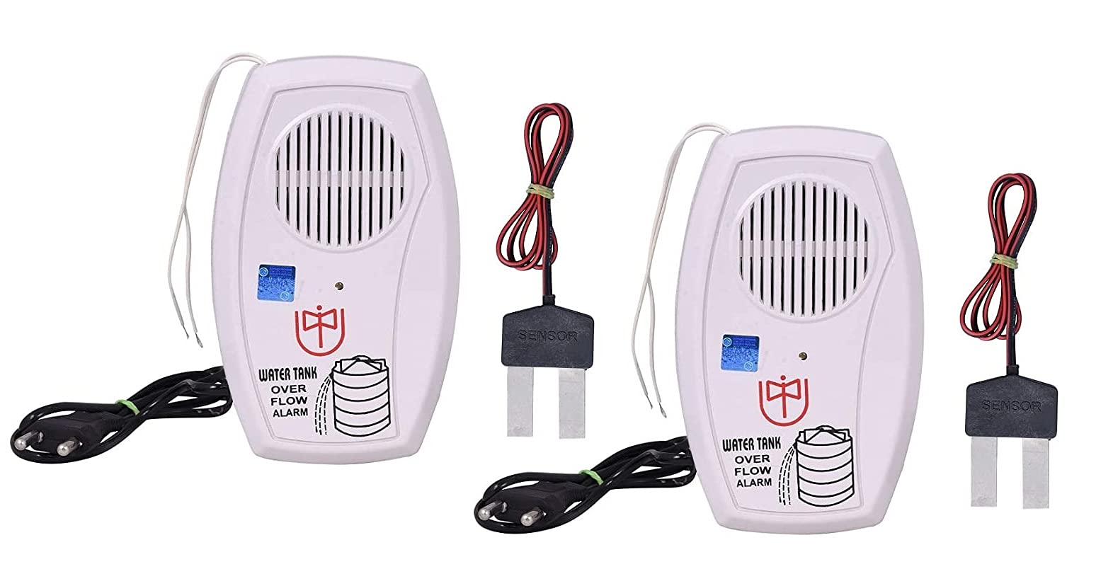 Aarav Water Tank Overflow Alarm Siren with Voice Sound, Wired Sensor Security System Water Alarm Bell with Free Water Sensor AUWA-20 (Pack of 2)