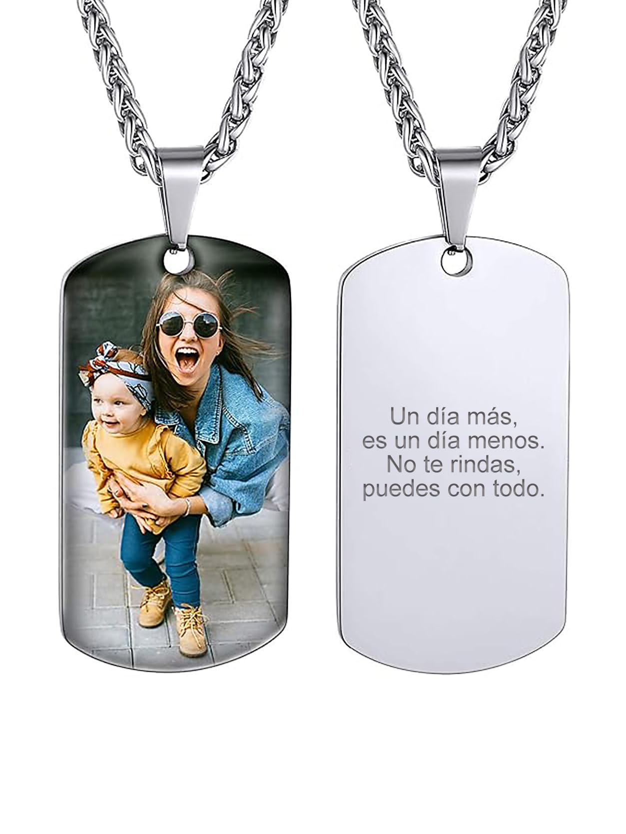 GoldChic Joyería Collar Foto de Recuerdo en Etiqueta de Perro/Corazón/Oreja de Gato, Foto de Color/Negro Blanco con Nombre Fecha Texto Personalizables, Acero Inoxidable, Regalo de Mama Papa Amigos Recycled Claim Standard Blended