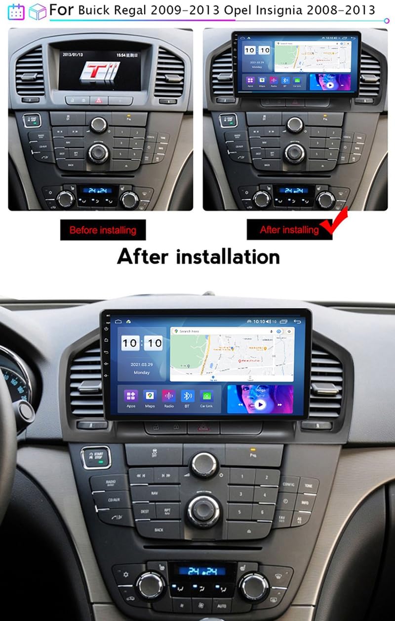 Odtwarzacz samochodowy z Androidem 15, 9-calowym ekranem dotykowym, nawigacja GPS Dla Buick Regal 2008-2013 Radio samochodowe, akcesoria samochodowe, obsługa sterowania z kie HM601 4 Core Wifi 1+16GB