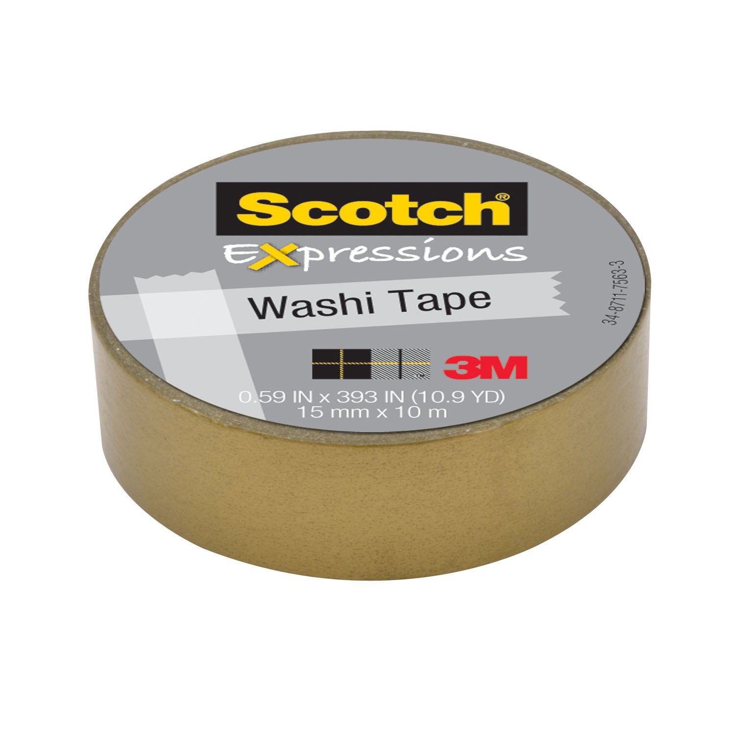 Scotch Expressions Washi Tape, .59-Inches x 393-Inches, Gold