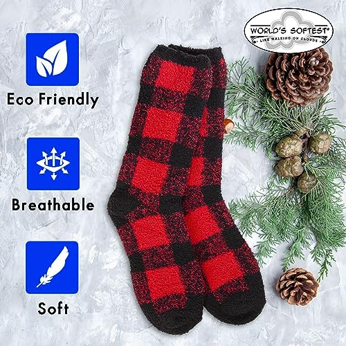 Image of World's Softest Cozy Collection Crew Socks - Smooth Multi Colors Cozy Socks - Knit Top Holiday Spirit Fashion Socks