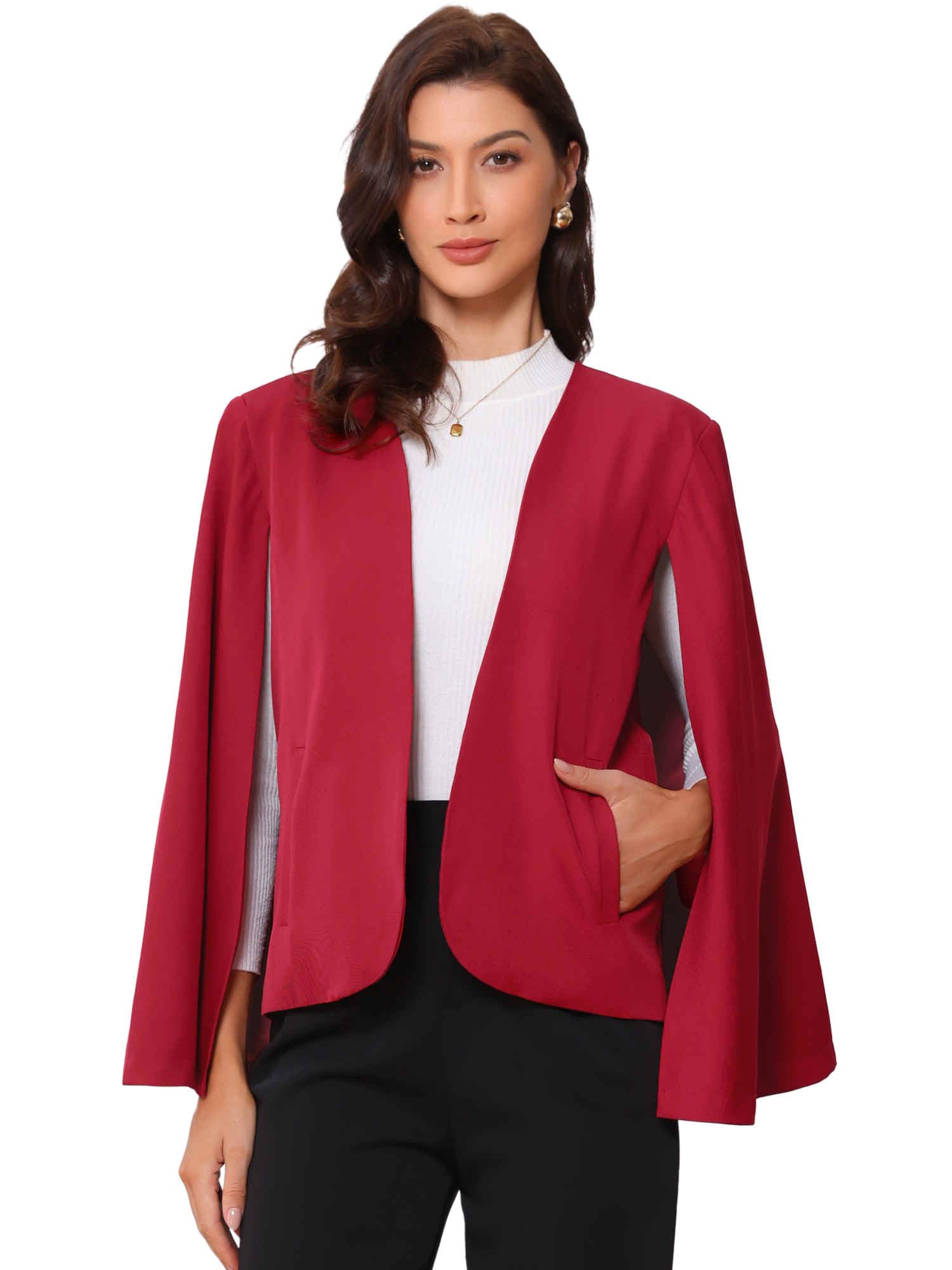 Allegra K Cape Sleeve Blazer for Womens Business Work Open Front Casual Jacket Coat