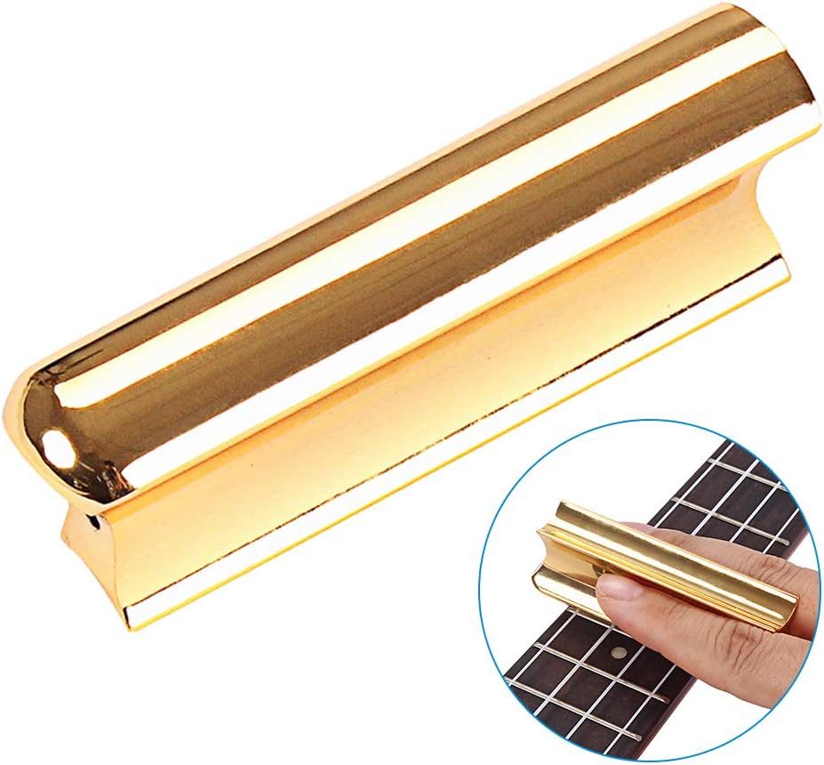 Alnicov Guitar Slide Tone Bar for Dobro, Lap Steel, Hawaiian & Electric Guitars, Gold Plated, Stainless Steel