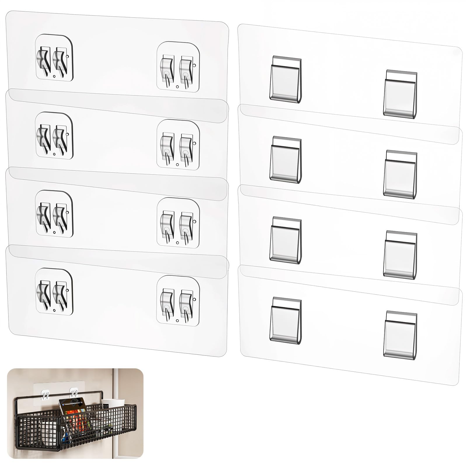 CIATBYYJ 8Pcs Shower Caddy Adhesive Hooks Clear Strong Shower Adhesive Strips No Drilling Waterproof Wall Hooks for Corner