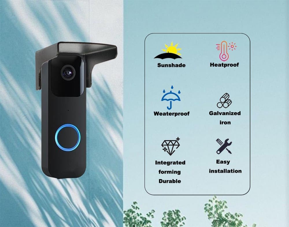 2 Pack Doorbell Rain Cover, Steel Doorbell Cover Weatherproof, Doorbell Cover with Anti-Glare Sun Shade Protection, Compatible for Blink/Ring Pro2/Arlo/Wyze/Google Nest/Reolink Video Doorbell
