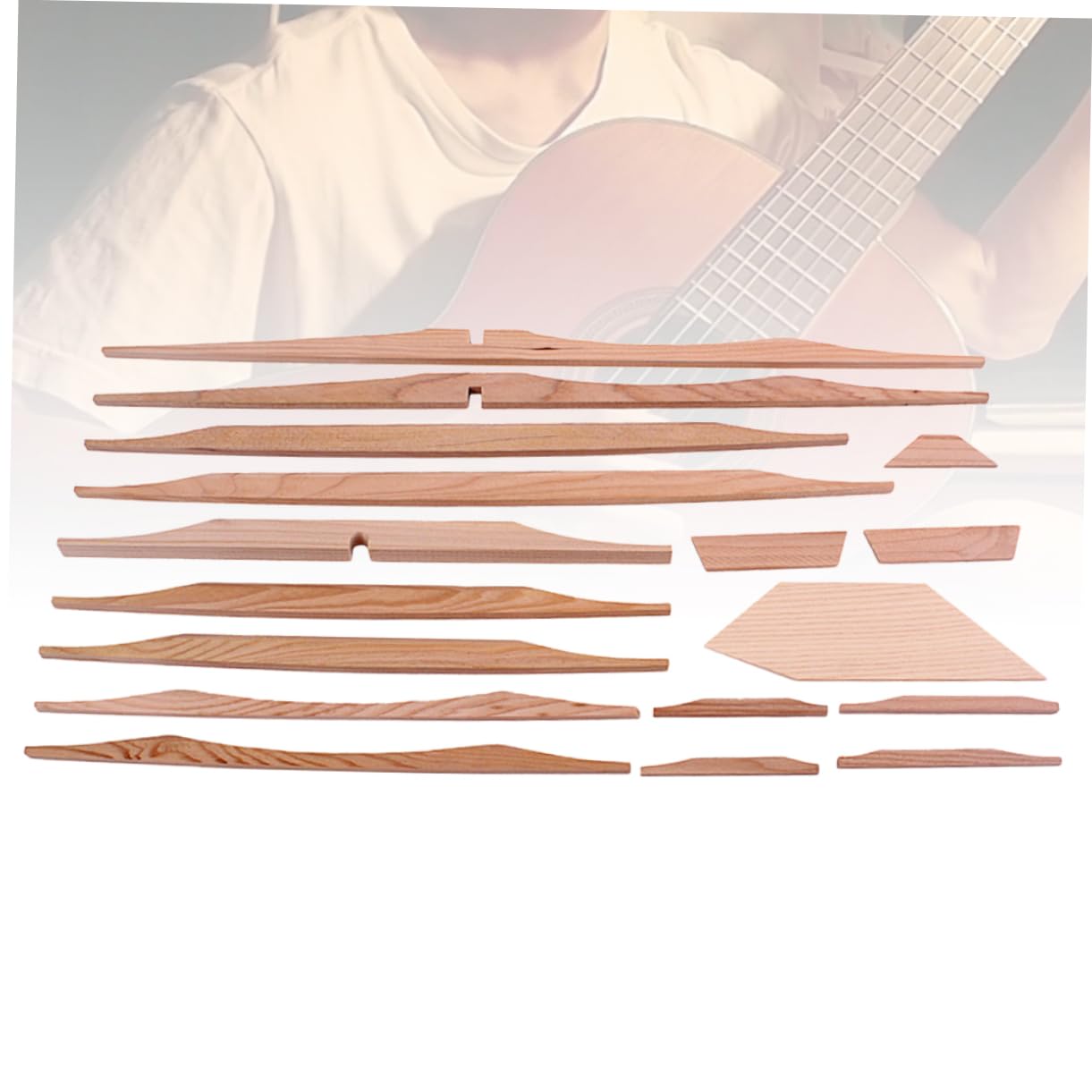TOGEVAL Guitar Acoustic Diy Spruce Brace Kit 17pcs Spruce Wood Guitar Parts Gs307