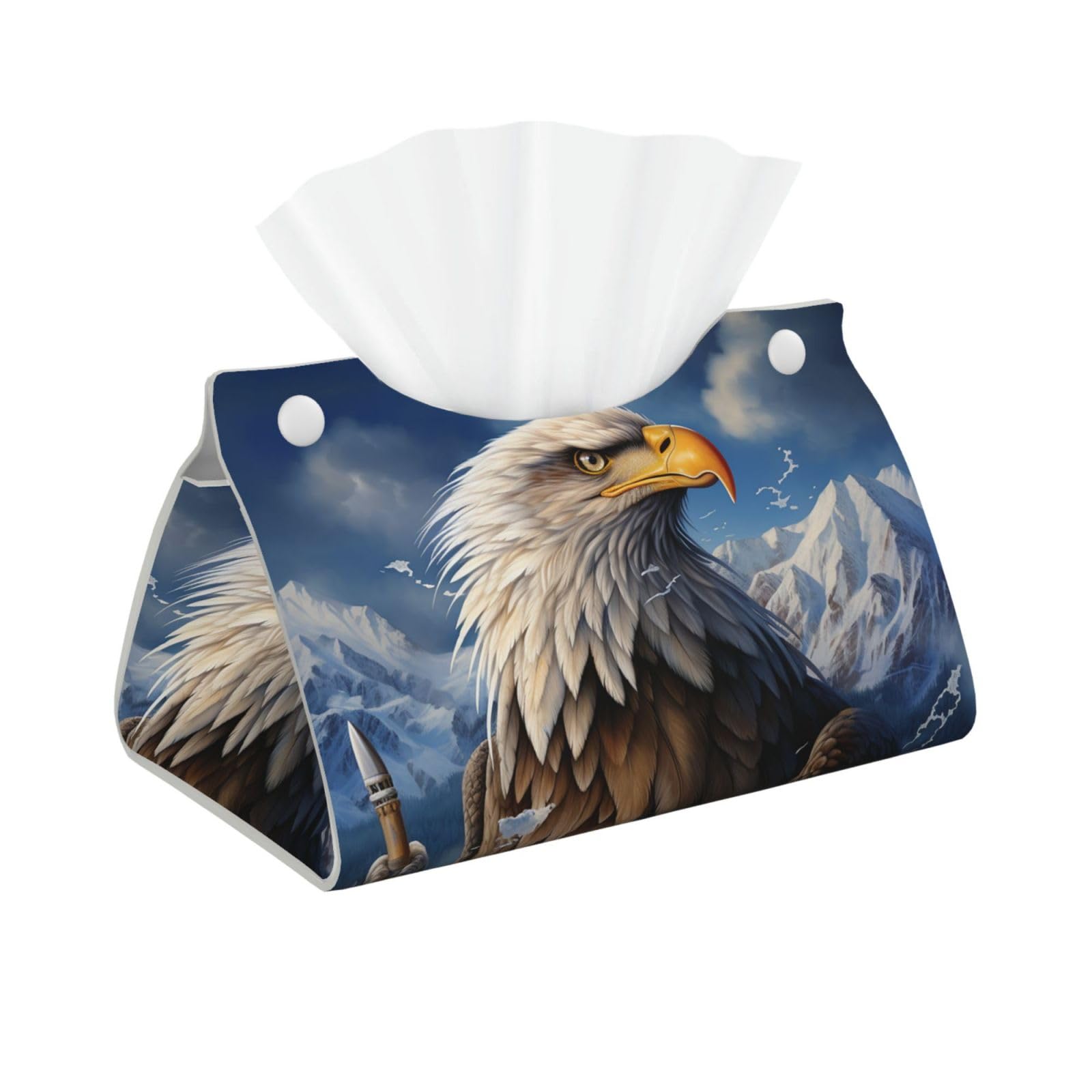 Pu Leather Tissue Box Cover, Eagle Rectangle Tissue Case Covers Decorative Tissue Box Holder Waterproof Tissue Holder Organizer for Bathroom Home Office