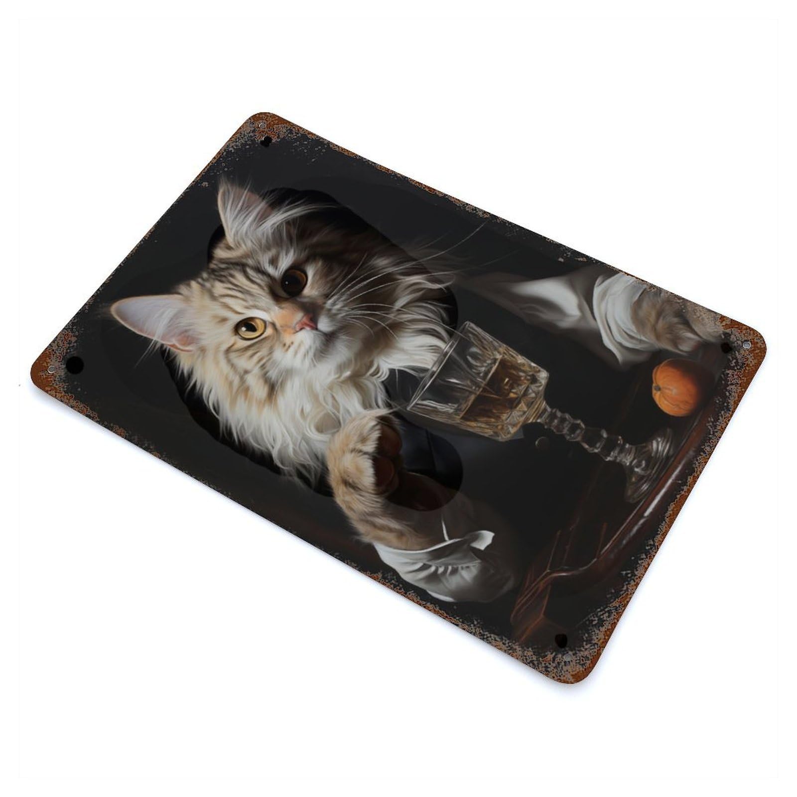 Garage Style Sophisticated Kitten Rusty Metal Tin Sign 11.8"x7.9", Farmhouse Wall Decor for Bar And Workshop