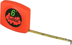 Crescent Lufkin 1/4" x 6' Pee Wee® Hi-Viz® Orange Case Yellow Clad Pocket Tape Measure - W616BO