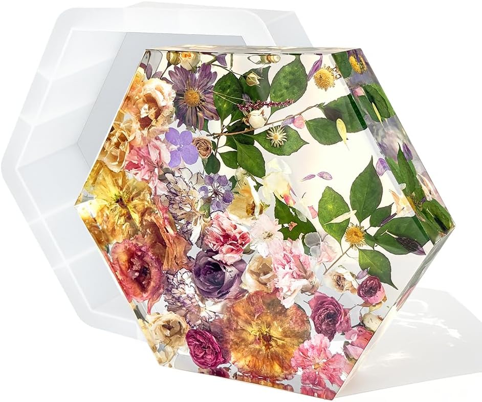 RESINWORLD 11.34'' x 10'' x 2'' XL Hexagon Silicone Mold, Bouquet Resin Mold