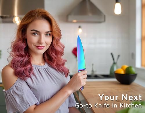 Miniatura 8 de WELLSTAR Juego de cuchillos de cocina, 5 piezas, hoja de acero inoxidable alemán de alto carbono, cuchillos de pelar para cortar culinarios, cortar