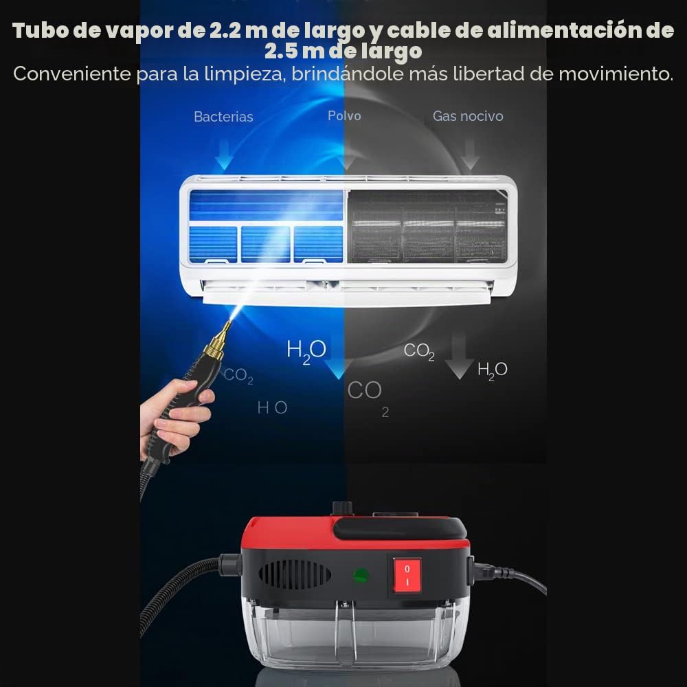 Decdeal Limpiador a vapor portátil portátil de 2500 W Máquina de limpieza a vapor presurizada a alta temperatura con cepillos y guantes para muebles de cocina coche de baño