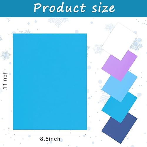 Miniatura 2 de AnyDesign 50 hojas surtidas de tarjetas de Navidad del país de las maravillas de invierno, papel de stock de color azul, morado y blanco, papel de