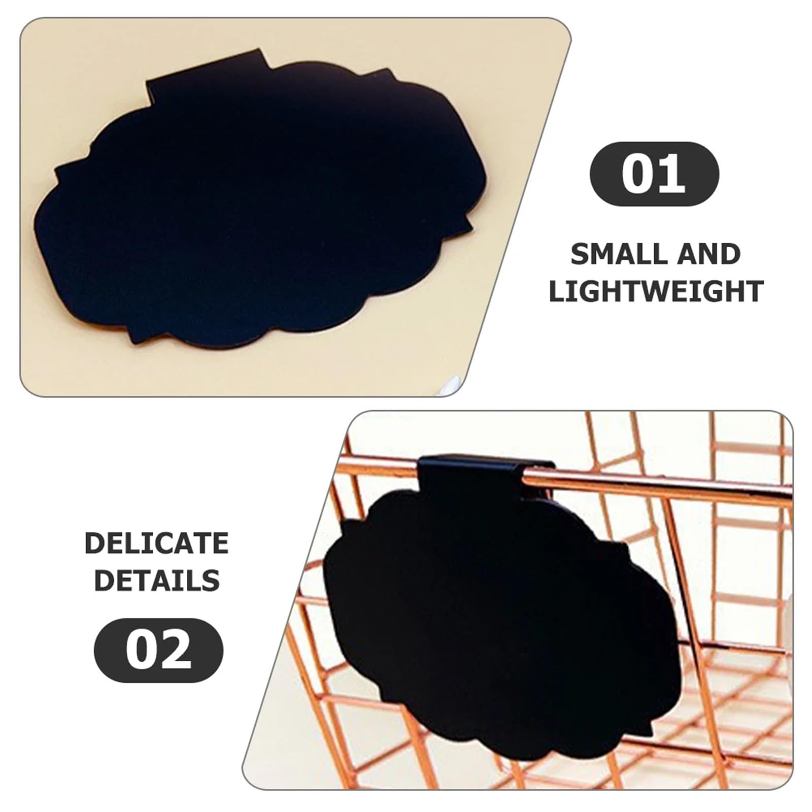 Lot de 50 mini étiquettes pour paniers de rangement en plastique réutilisables