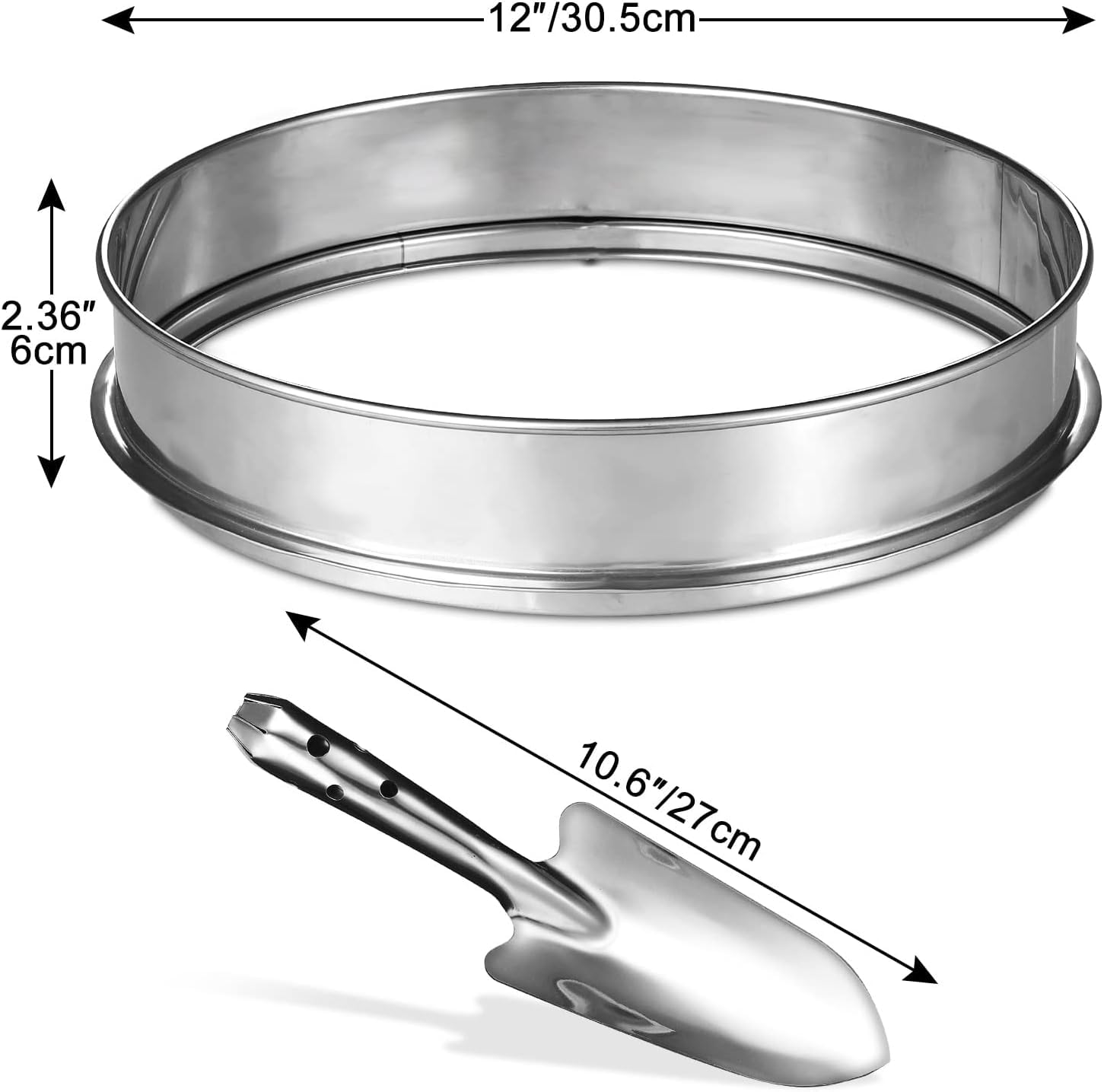 TINEASUR Garten Bodensieb - 9mm Rundloch Edelstahl