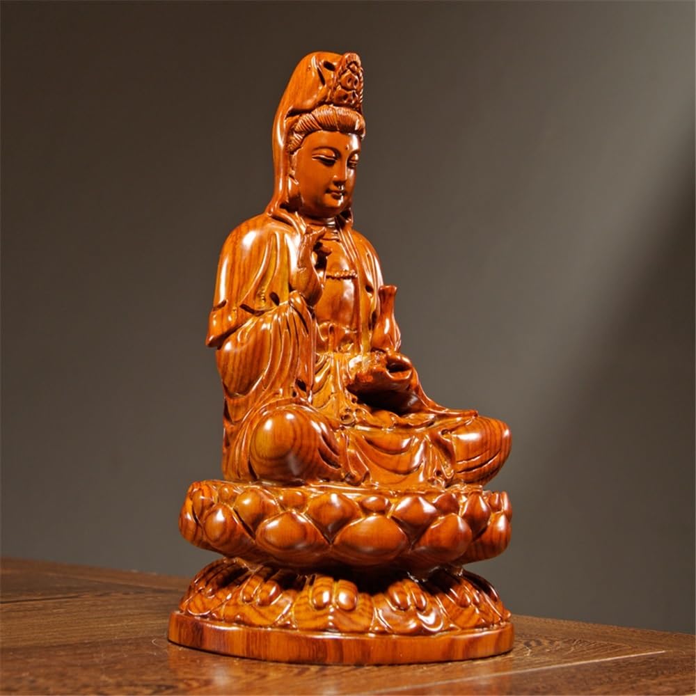 Figuras de Budas Estatua de Buda Tallada en Madera de peral, decoración for el hogar, Sala de Estar, Empresa, decoración Feng Shui. Budas Decorativos(Grande)