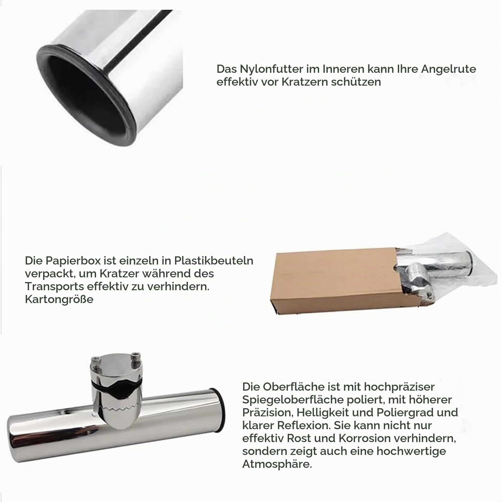 NEWFUN Rutenhalter boot, Angelrutenhalter Boot, Edelstahl-Halter für Marine-Rutenhalter, Offshore- und Yacht-Angelruten, 19 mm bis 25 mm Führung