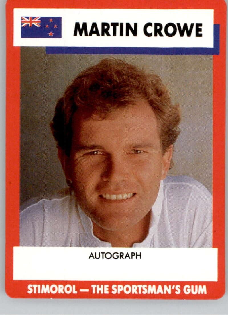 1990-91 Stimorol Gum Scanlens Cricket The Aussies vs The Poms #71 Martin Crowe New Zealand Cricket Trading Card in Raw (NM or Better) Condition