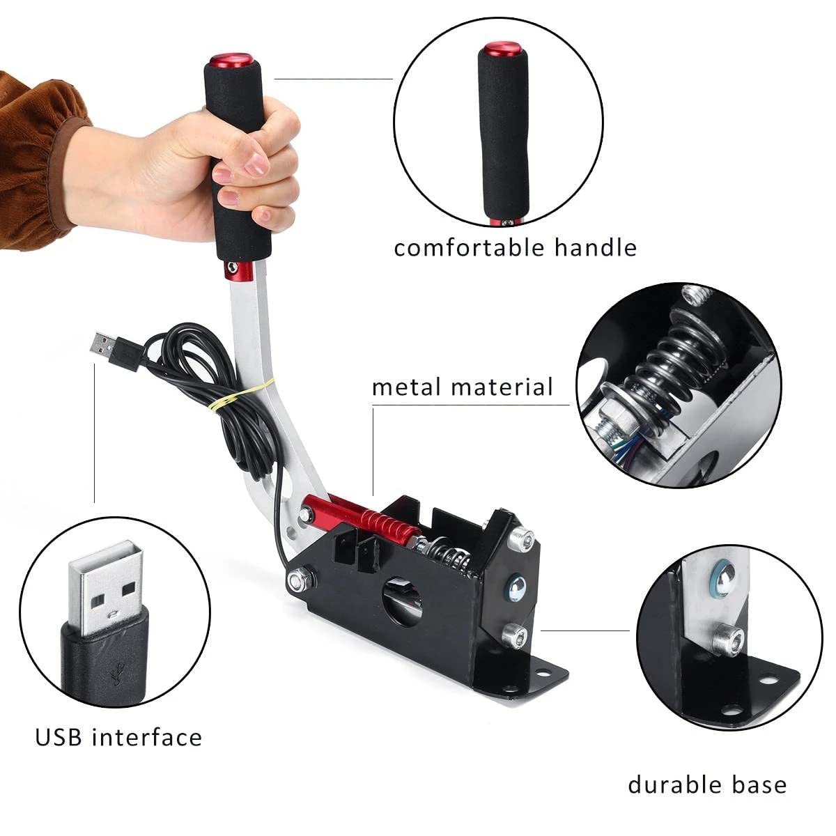 Doumneou Freno de mano USB Hall no tiene freno de mano de inducción de contacto para juegos SIM G25/27/29 T500 con tornillos azul