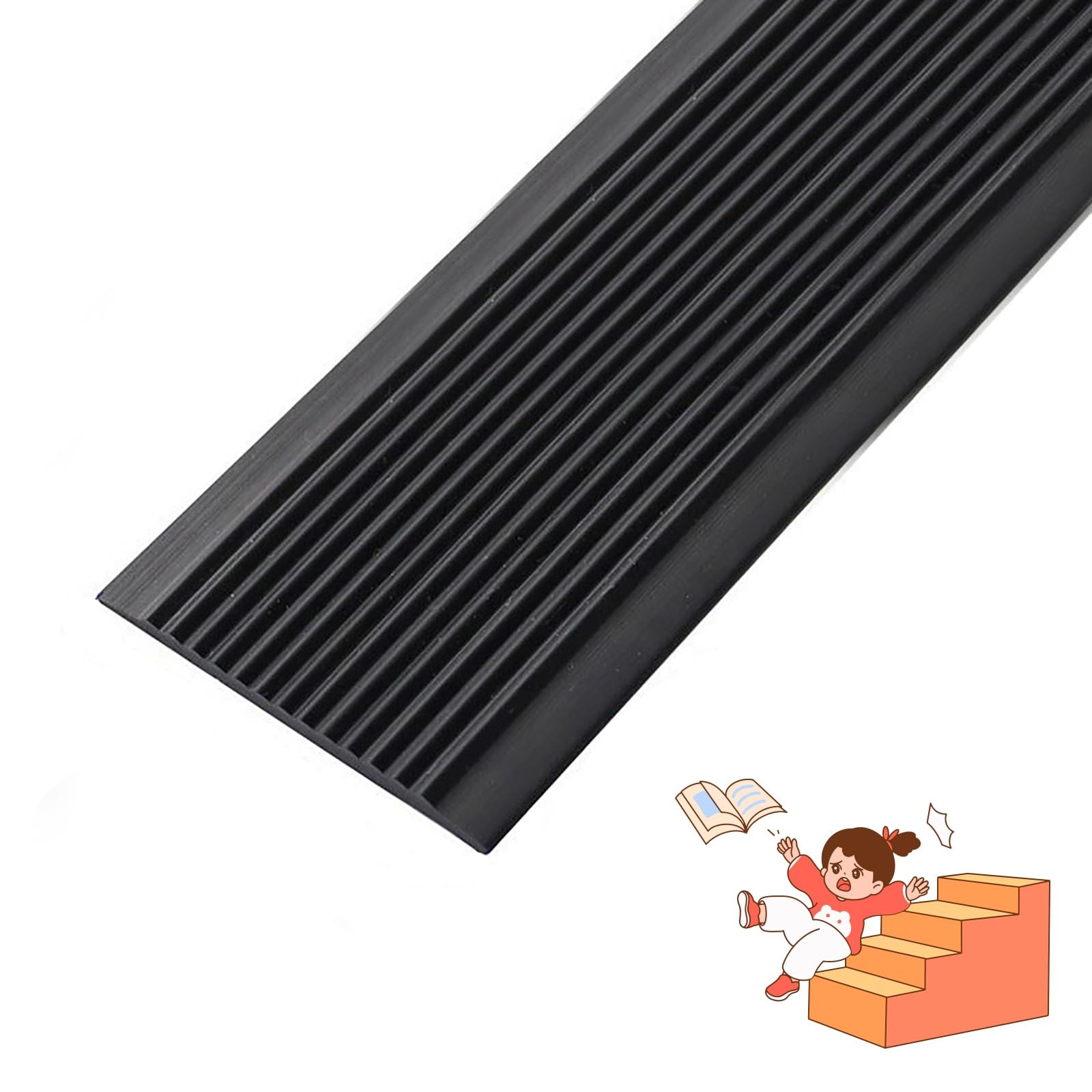 Nez De Marche Caoutchouc Nez De Marche Profilé D'escalier Autoadhésif D'escalier-protection Flexible, Facile À Installer D'escalier-protection Applicable Aux Hôtels Et Hôpitaux ( Color : Black , Size