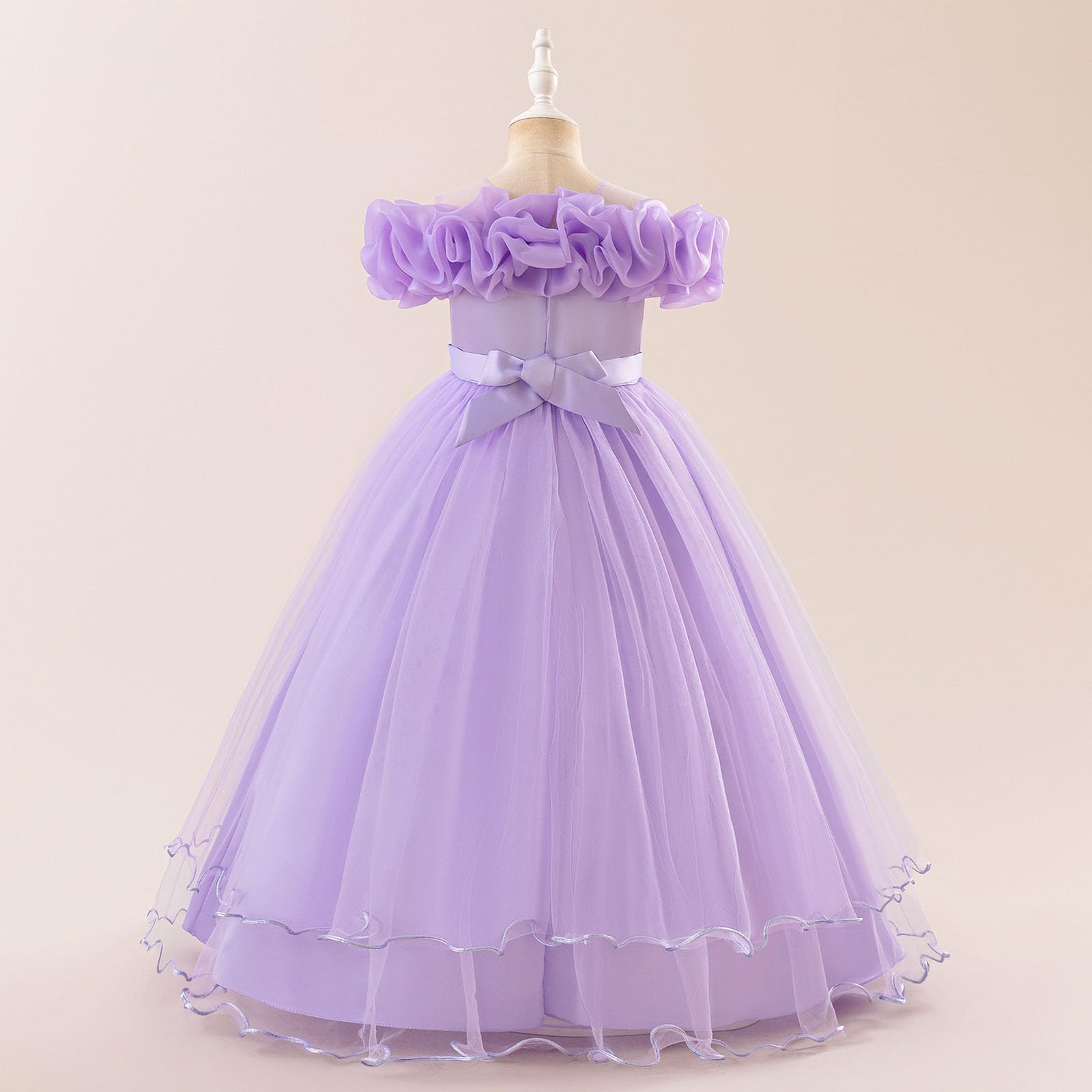 Generico Eleganti Abiti da Bambina per Matrimoni e Feste con Design Spalle Scoperte Gonna Tutu Ampia e Linea Confortevole per età 7 e 12 Anni Adatto a Occasioni Casual e Speciali