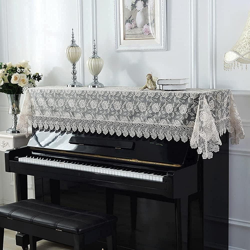 Piano Cover Upright Top Cover Electronic Piano Cover Fashionable European Style Luxury Lace Embroidery Rural Style Dusoof Cover image 2