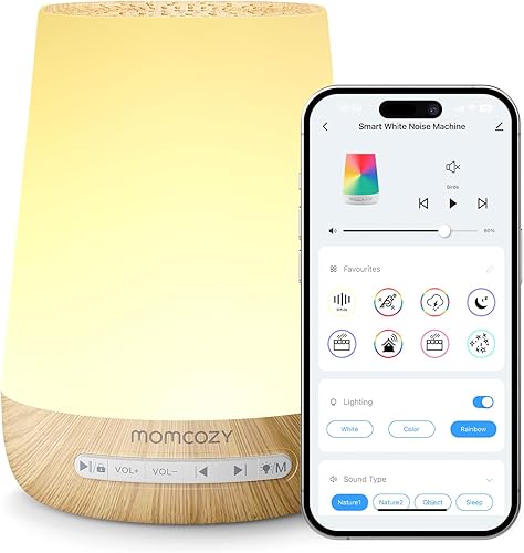 Máquina de sonido para bebés, máquina de ruido blanco para dormir con luz nocturna, entrenador de sueño para niños pequeños con 34 sonidos