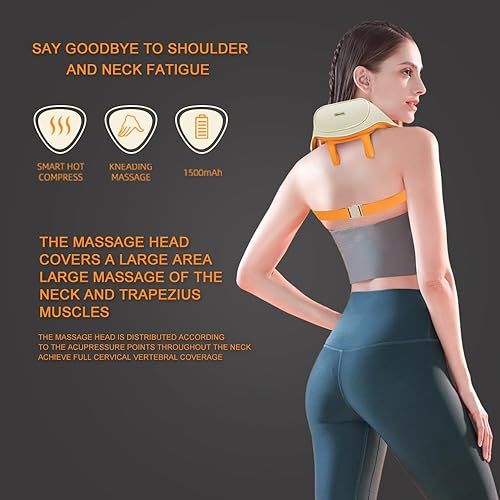 Miniatura 4 de Masajeador de cuello, masajeador shiatsu 5D inalámbrico para espalda, hombros y trapecio, masaje de amasamiento de tejidos con función de