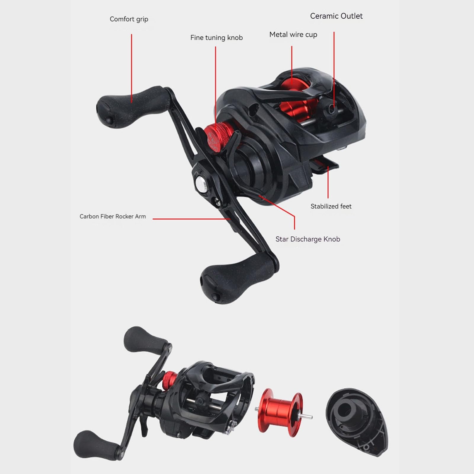 Kołowrotek Baitcasting 7.2 1 szybki kołowrotek z zabezpieczeniem przed luzem DC inteligentny hamulec elektroniczny z dźwiękiem i alarmem odlewów do basu wielu gatunków ryb