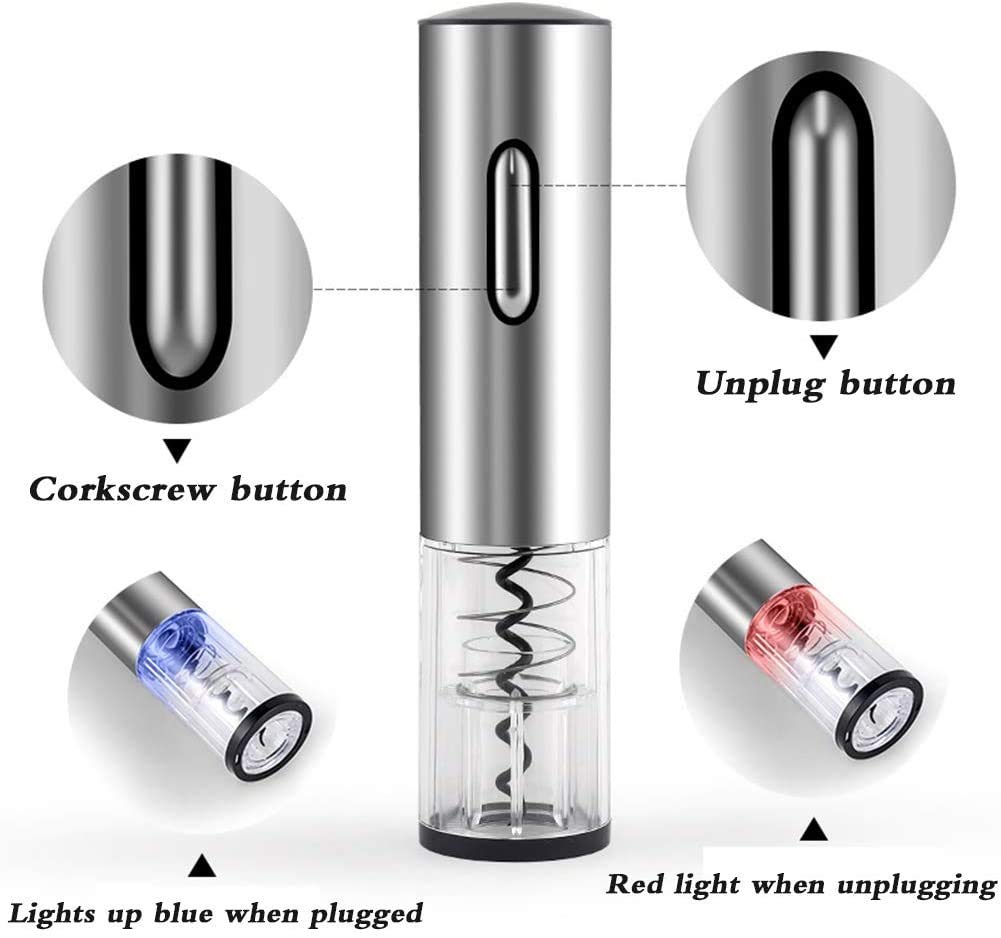 Botella eléctrica de abrelatas, bomba de removedor de corcho de vino, abrel de vino fácil de usar, cortador de láminas, abrelatas de botellas de vino simple, regalo de amante del vino (no incluy