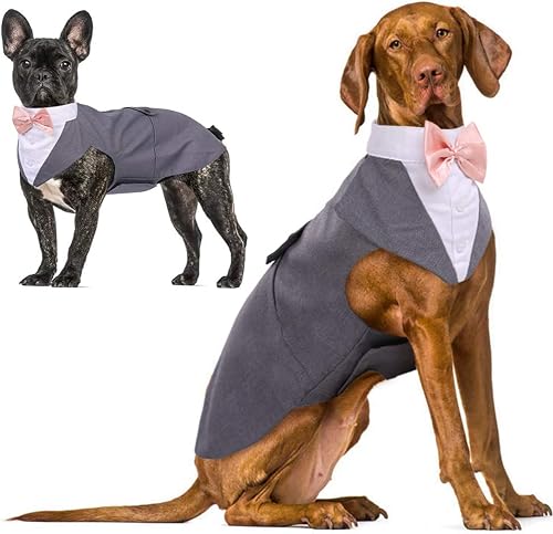 IDOMIK Dog Tuxedo for Small Medium Large Doggie, Detachable Dog Formal Wedding S