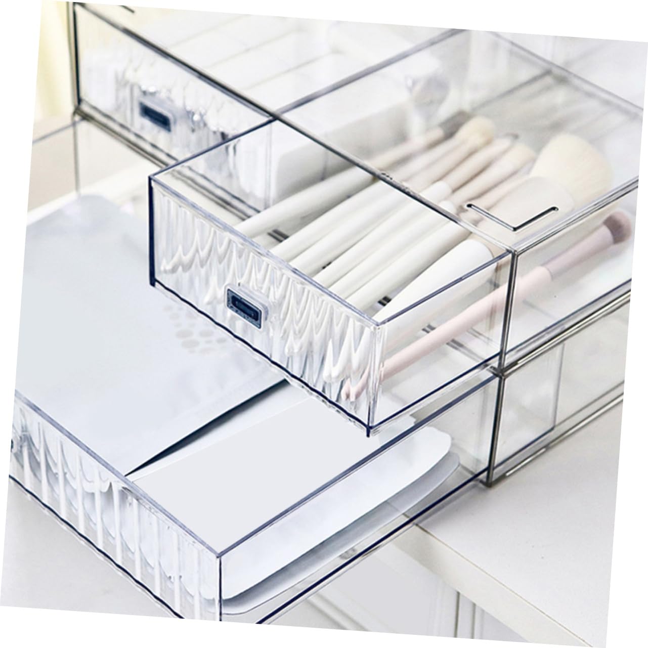 3pezzi Oggetti in Plastica Resistente Scatola Portaoggetti Per Cosmetici e Cancelleria Organizer Scrivania Multipli Per Classificare e Conservare Articoli Vari