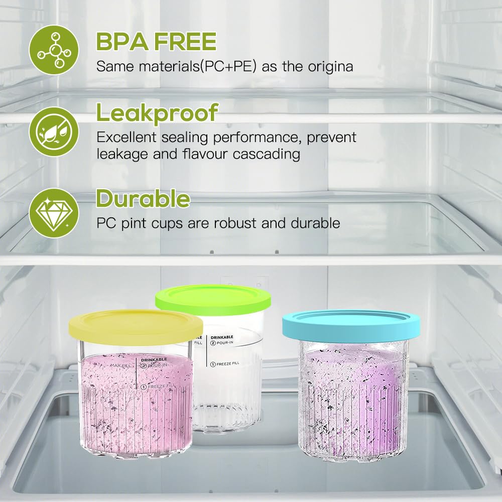 YouYuer 2PCS Contenitori per Gelato,Contenitori per Congelatore,Vaschette per Gelato Fatto in