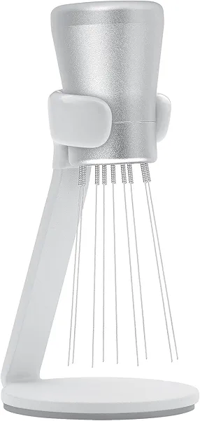 Normcore WDT Tool V2.1 with Stand, 9 Prong 0.23mm Espresso Distribution Tool, Weiss Distribution Technique, Magnetic Coffee Stirrer with 16 Extra Needles, Silver